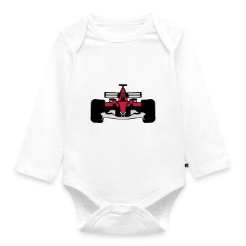 Formel-1-Rennwagen in 1072 - Baby Bio-Langarm-Body - Weiß - Vorne