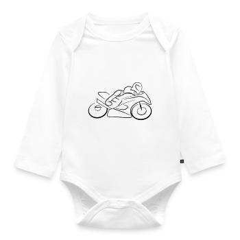 Motorrad Speed - Baby Bio-Langarm-Body - Weiß - Vorne