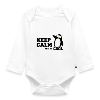 Penguin garder son calme - Body Bébé bio manches longues - blanc - Devant
