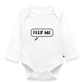 Speech Bubble Talk Comic Cartoon Feed Me logo desig - Organic Longsleeve Baby Bodysuit - white - Front