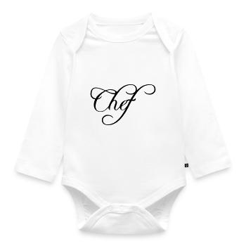 Chef Chef Cap Logo Text -starred chef - Organic Longsleeve Baby Bodysuit - white - Front