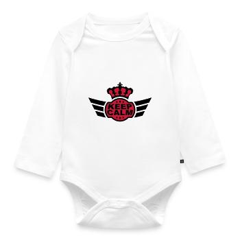 Keep Calm - Organic Longsleeve Baby Bodysuit - white - Front
