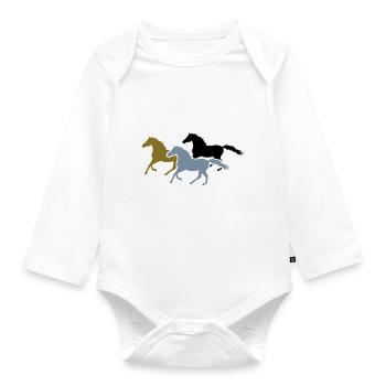 Herd of Galloping Horses - Organic Longsleeve Baby Bodysuit - white - Front