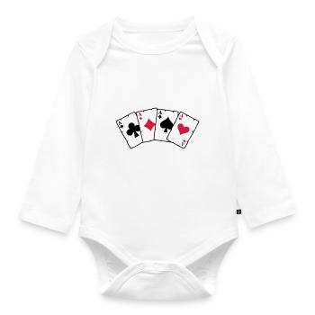 Poker Cards - Pokerkarten - Baby Bio-Langarm-Body - Weiß - Vorne