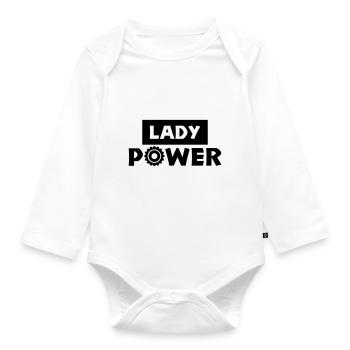 lady power - Organic Longsleeve Baby Bodysuit - white - Front