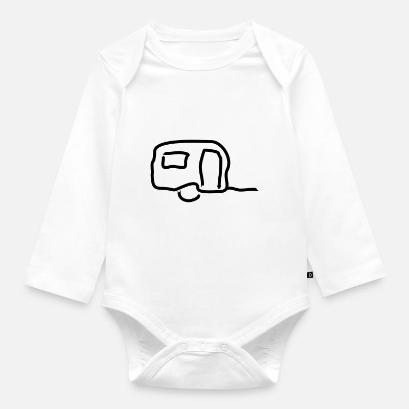 wohnwagen Umriss 2 - Baby Bio-Langarm-Body - Weiß