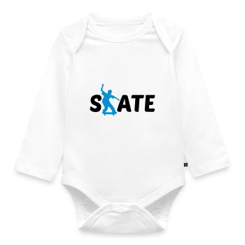 logo skate text skateboard stunt trick fahren spas - Baby Bio-Langarm-Body - Weiß - Vorne