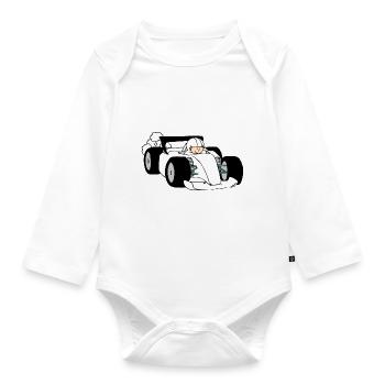 Formula Race car - Organic Longsleeve Baby Bodysuit - white - Front