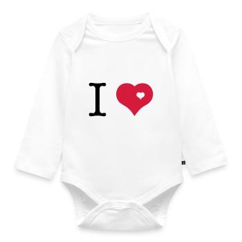 i love - Body Bébé bio manches longues - blanc - Devant