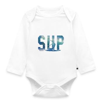 Stand up paddling cadeau standup paddler vague - Body Bébé bio manches longues - blanc - Devant