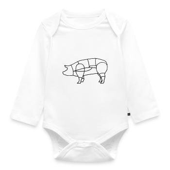 charcuterie pig silhouette pork meat bbq grill - Organic Longsleeve Baby Bodysuit - white - Front