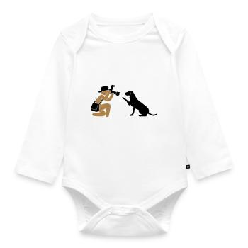 Photographer journalist Hund - Organic Longsleeve Baby Bodysuit - white - Front