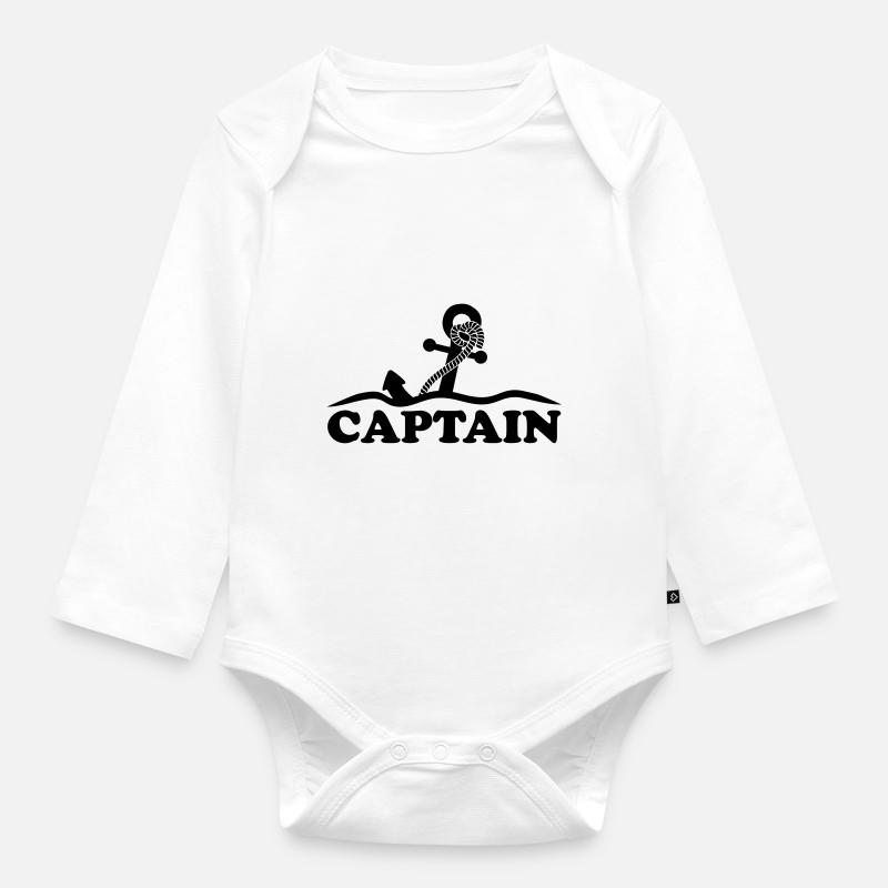 Ancre sous l'eau vagues capitaine conception - Body Bébé bio manches longues - blanc