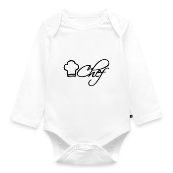 Chef Chef Cap Logo Star Chef - Organic Longsleeve Baby Bodysuit - white - Front