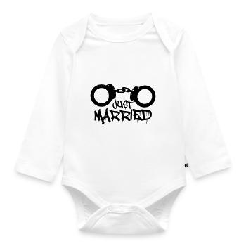 Just married Handschellen Gefangen lustig - Baby Bio-Langarm-Body - Weiß - Vorne