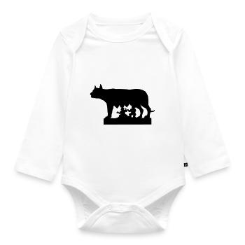 she-wolf romulus remus italian symbol of rome ital - Organic Longsleeve Baby Bodysuit - white - Front