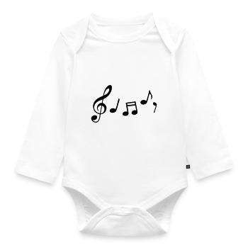 Musiknoten - Baby Bio-Langarm-Body - Weiß - Vorne
