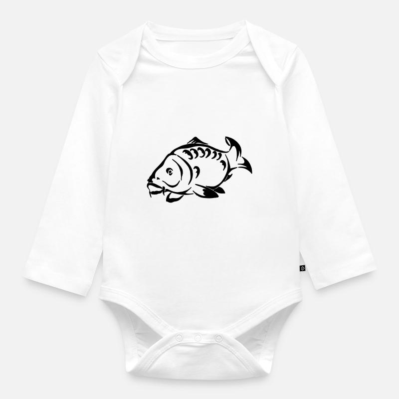 Karpfen - Baby Bio-Langarm-Body - Weiß