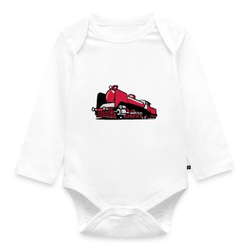 dampflok railroad tender - Organic Longsleeve Baby Bodysuit - white - Front