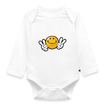 Smiley Confidence Ambition - Organic Longsleeve Baby Bodysuit - white - Front