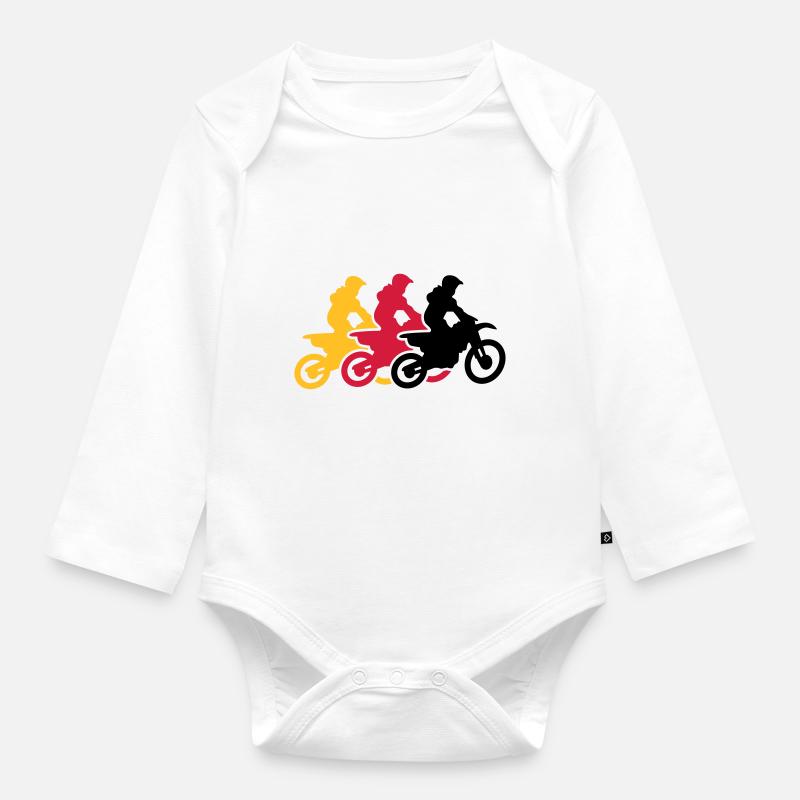 motocross - Baby Bio-Langarm-Body - Weiß