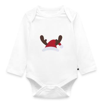 Weihnachten Weihnachtsmann Mütze Geweih - Baby Bio-Langarm-Body - Weiß - Vorne