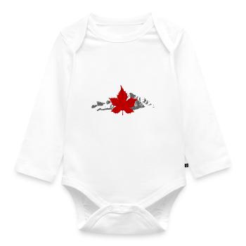 Canada - Maple Leaf & Mountain - Baby Bio-Langarm-Body - Weiß - Vorne