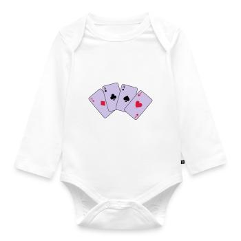 Karten, Poker, Ass, Spielkarten - Baby Bio-Langarm-Body - Weiß - Vorne