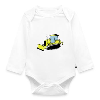 Chenille de chantier - Body Bébé bio manches longues - blanc - Devant