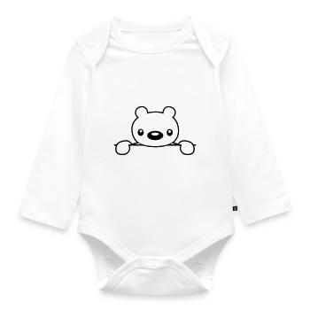 text feld suesser teddybaer haelt - Baby Bio-Langarm-Body - Weiß - Vorne