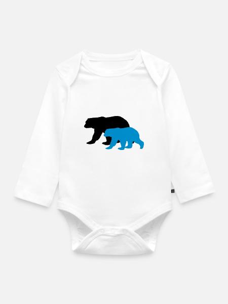 bears silhouettes - Baby Bio-Langarm-Body - Weiß