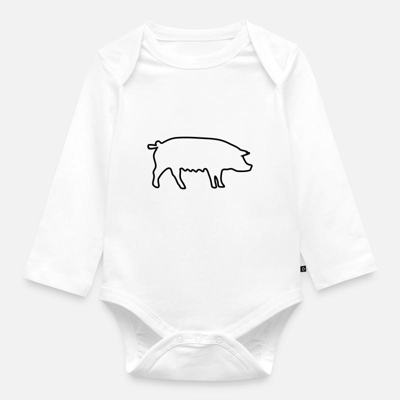 cochon - Body Bébé bio manches longues - blanc