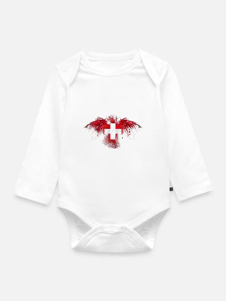 Hoodie bedrucken: Schweiz switzerland, swiss - Baby Bio-Langarm-Body - Weiß