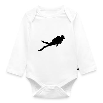 Diving - Diver - Diving - Organic Longsleeve Baby Bodysuit - white - Front