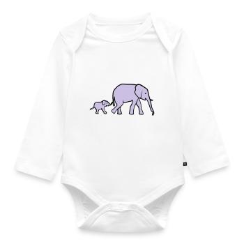 Elefant, Elefanten - Baby Bio-Langarm-Body - Weiß - Vorne