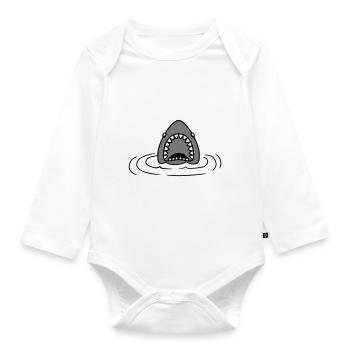 Emerging shark design - Organic Longsleeve Baby Bodysuit - white - Front