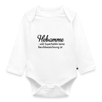 Hebamme - Baby Bio-Langarm-Body - Weiß - Vorne