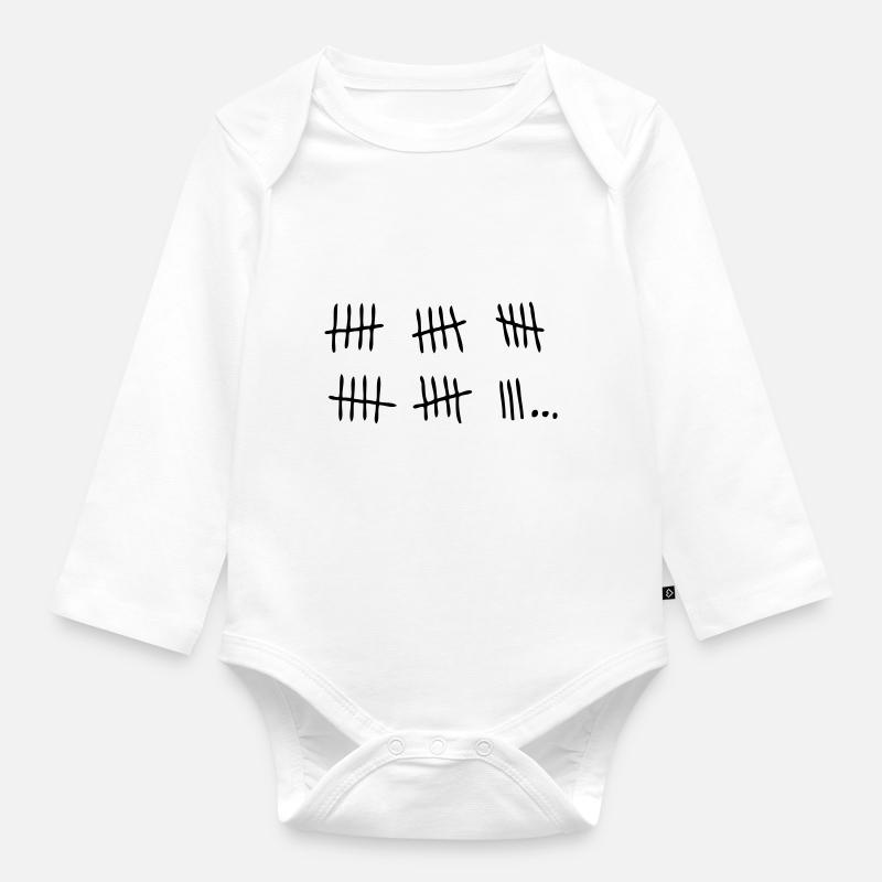 batonnet barre prison jour passe - Body Bébé bio manches longues - blanc