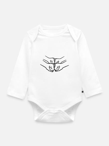 Faustschlag 4 Haende - Baby Bio-Langarm-Body - Weiß