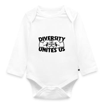 Anti racism racism tolerance human rights - Organic Longsleeve Baby Bodysuit - white - Front