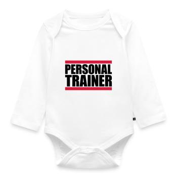 Logo de l'entraîneur personnel - Body Bébé bio manches longues - blanc - Devant