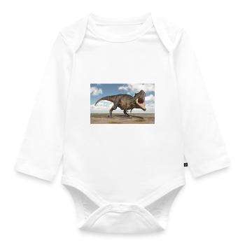 Dinosaure Tyrannosaurus Rex - Body Bébé bio manches longues - blanc - Devant