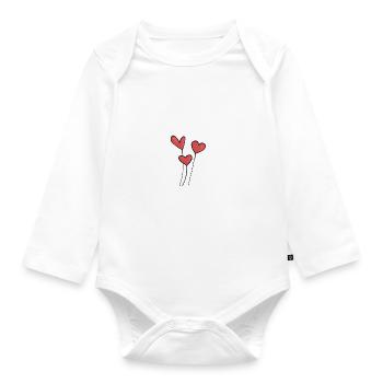 Liebe Baloons, Herz - Baby Bio-Langarm-Body - Weiß - Vorne