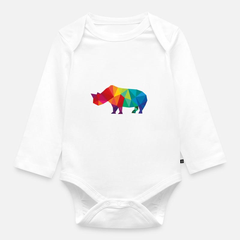 rhinocéros - Body Bébé bio manches longues - blanc