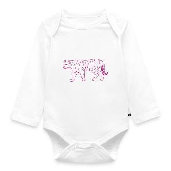 Tiger Line Art Line Drawing Gift - Organic Longsleeve Baby Bodysuit - white - Front
