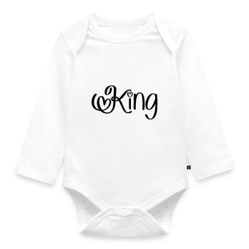 King with heart - Organic Longsleeve Baby Bodysuit - white - Front