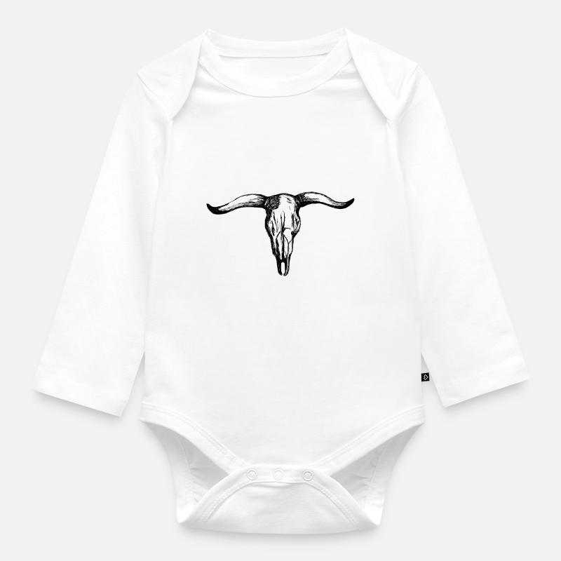 Stierschädel - Baby Bio-Langarm-Body - Weiß