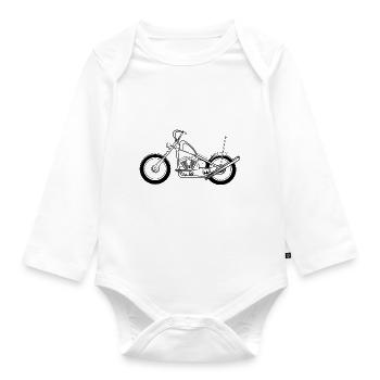 Chopper Motorrad - Baby Bio-Langarm-Body - Weiß - Vorne