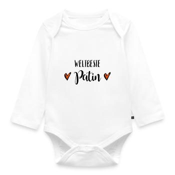 Weltbeste Patin Patentante Tante Taufe Geburt - Baby Bio-Langarm-Body - Weiß - Vorne