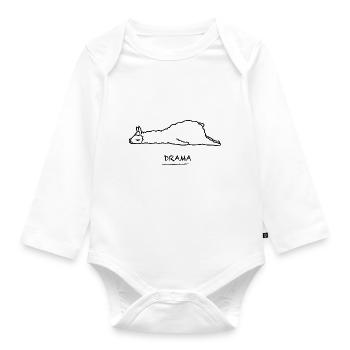 DRAMA (llama) - Organic Longsleeve Baby Bodysuit - white - Front